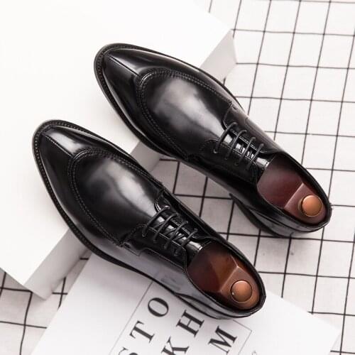Mens leather flat shoes spring and autumn match mens business shoes designer formal dress casual shoes office shoes large size