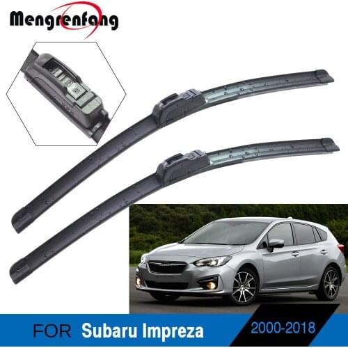 For Subaru Impreza Car Front Windscreen Wiper Blades Soft Rubber Wiper J Hook & Push Button Arms 2000-2018