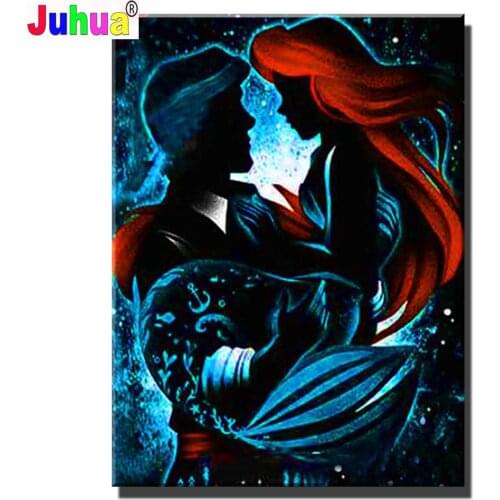 Mermaid Fairy Princess And Prince Full Square/Round drill 5D Diy Round Diamond Painting Embroidery Cross Stitch Cartoon Gift