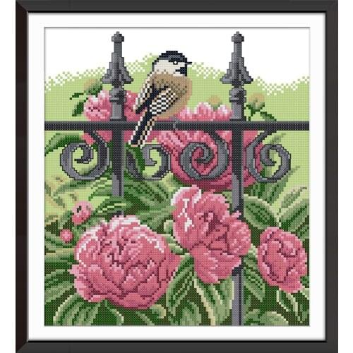 Bird on the fence 2 cross stitch kit aida 14ct 11ct count print canvas cross stitches needlework embroidery DIY handmade