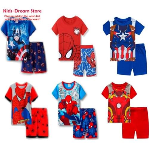 2021 New Summer Children Short Sleeve Sleepwear Steelman Boys Cartoon Pyjamas Girl Clothing Nightwears Set 1-7Years Clothes