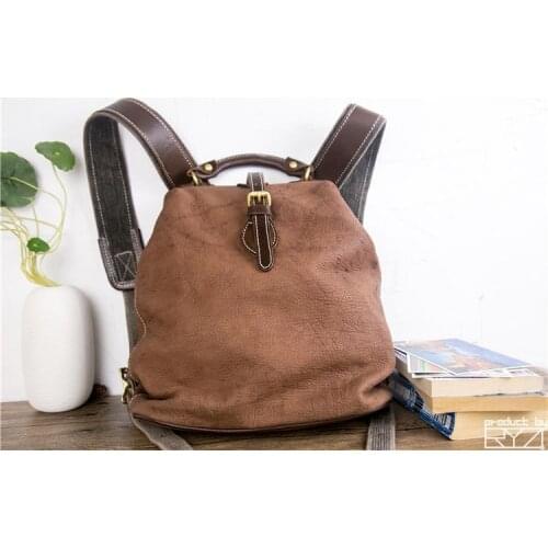 The new manual head layer cowhide backpack restoring ancient ways womens leather bags for women casual hand bag
