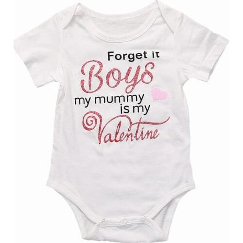 Newborn Baby Letter Print Bodysuit Fashion Short Sleeve Jumpsuit for Kids Children Infant Valentines Day One Piece Babygrow