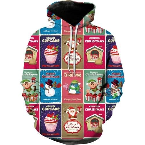 Papertiger Exquisite Christmas Card Printing Stitching Design Cool 3D Hooded Sweatshirt