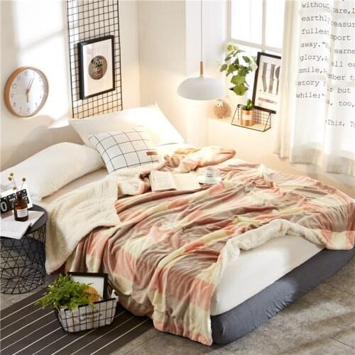 Super Soft Plaids Double Layers Sherpa Blanket Throw Plush Warm Bed Blanket for Autumn Winter 200x230cm