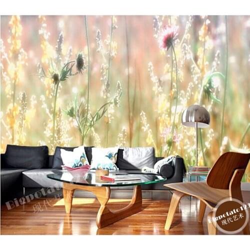 The latest custom 3D murals, fantasy sunshine weed wild flowers. Living room sofa TV wall bedroom background wall paper