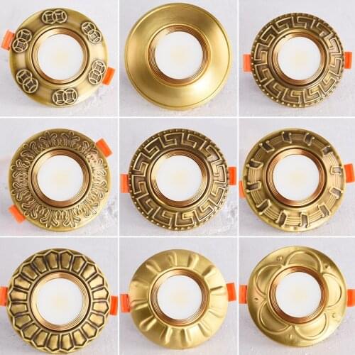 European Style Luxury Copper 5W COB Downlight Embedded Copper Vintage LED Ceiling Lamp Indoor Lighting For Livingroom Corridor
