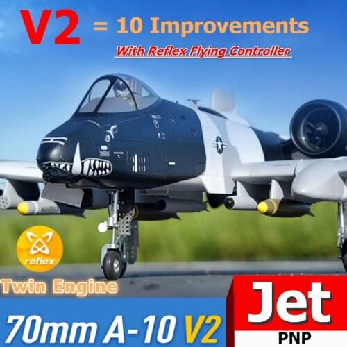 FMS RC Airplane 70mm A-10 A10 Warthog V2 Ducted Fan EDF Jet Twin Engine with Gyro Retracts 6S PNP Model Hobby Plane Aircraft EPO