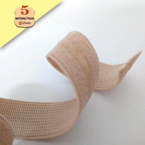 Silicone gripper elastic shoulder tape 15mm webbing width beige garment accessories bras lingerie girdle sewing webbing
