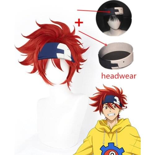 SK8 The Infinity Reki Kyan Cosplay Wig Headband Hairband SK8 Cosplay Red Short Men Wigs with Bangs Heat Resistant Synthetic Wig