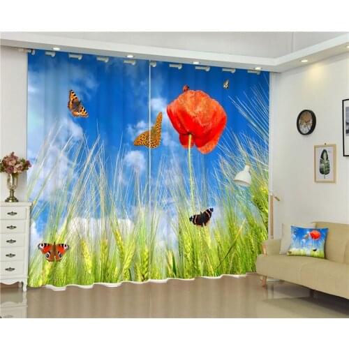 Morden Blackout Window Curtain Lily flowers 3D Curtains For girls Bedding room Living room Hotel Drapes Cortinas De Sala
