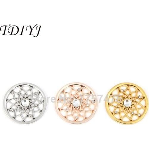 TDIYJ New Arrival 33mm Assorted My Coin Floral Crystal Coin fit 35mm Frame Pendants for Women 6pcs/lot