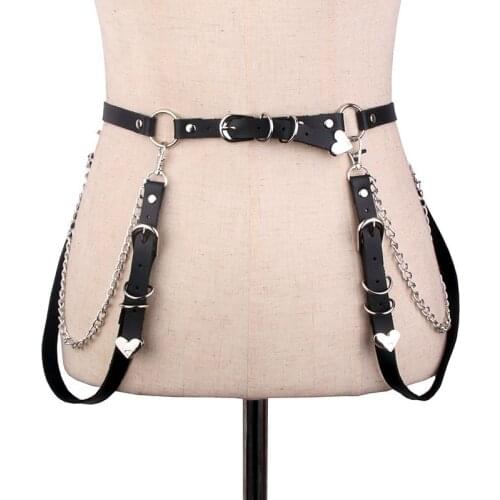 Europe and America Cross Border Fire Burs Love Versatile Trend Chain Belt Nightclub Sexy Ornament Casual Leather Belt Punk. Wais