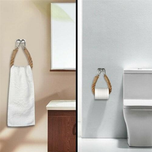 Bathroom Rope Towel Toilet Paper Roll Holder Wall Mounted Iron Bathroom Paper Holder Toilet Home Hotels Decoration