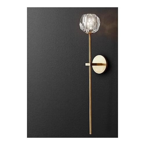 Vintage Brown / Black Painted Round Base Wall Mounted with Ball Crystal LED E27 Socket Wall Sconce for Aisle Bedroom Decor