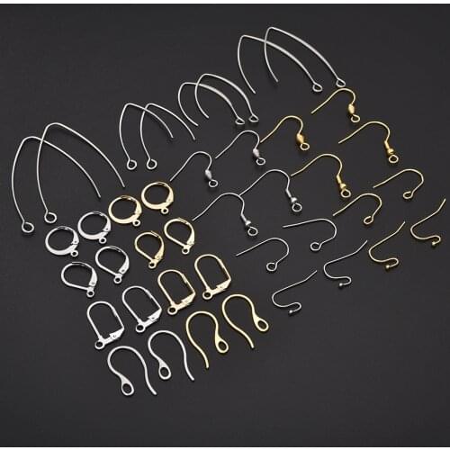 20/50pcs Stainless Steel French Earring Hooks Gold Silver Tone Findings Wire Settings For Earrings DIY Jewelry Making