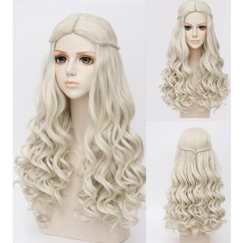 2021 Hot Alice In Wonderland White Queen Wig White Wavy Long Hair Women Princess Role Play Halloween Carnival Cosplay Wig
