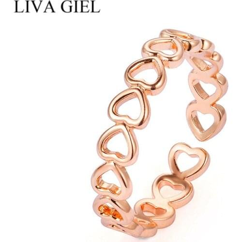 New Creative Metal Copper Plated Hollow Love Shape Ring for Women Simple and Lovely Joint Adjustable Ring Jewelry Anniversary