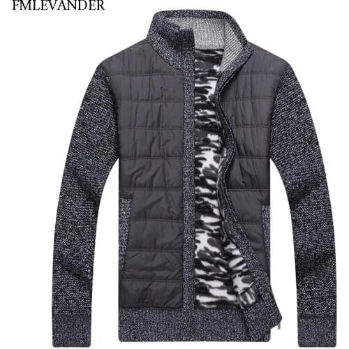 Winter Autumn Warm 2018 Zipper Plus Size 3XL Mandarin Collar Cardigan Thick Sweater Coat Men