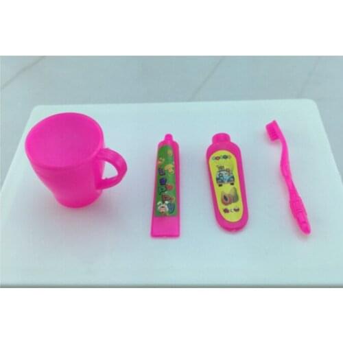 TOYZHIJIA 4 Pcs/ Set Rose Fuchsia Toothpaste Tube Toothbrush for Girls Gifts Wholesale and Retail Bathroom Accessories
