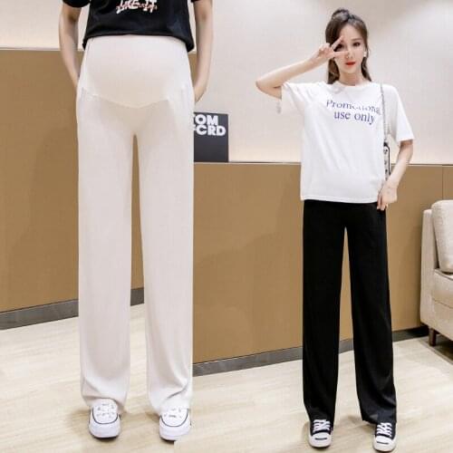 079# 2020 Maternity Pants Summer Stretch Loose Casual Adjustable Elastic Waist Belly Support Pants