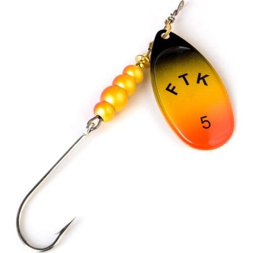 1PC 4.1-15g 7.2-10.5cm High Carbon Fishing Lure Sharp Treble Hook Salmon Stainless Steel Shaft Brass Orange 6 Colors