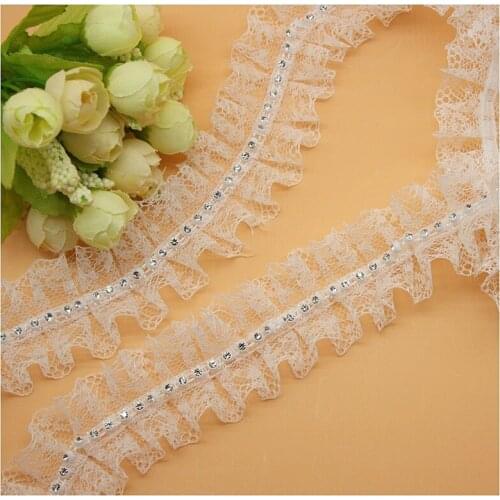 1Yards Latest Beaded Lace Ribbon Fabric Lace Accessories 4cm Sequin Black White Lace For Sewing Clothes Lace Trims Ribbons ZA5