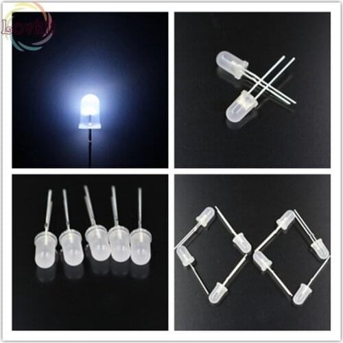 1000pcs 5MM Round Top Diffused White Leds Urtal Bright Bulb Light F5MM Emitting Diodes Electronic Components Wholesale Retail