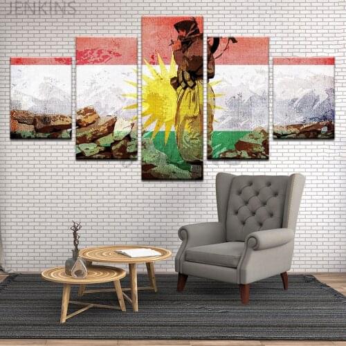 5 Piece Kurdistan Soldier Flag Print Painting Poster Canvas Painting Poster Art Picture Home Decoration Drop Shipping Jenkins