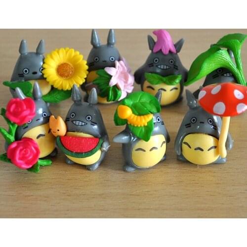 8pcs/lot 4cm Totoro Cartoon Series Mini Vinyl Doll Landscape Plant