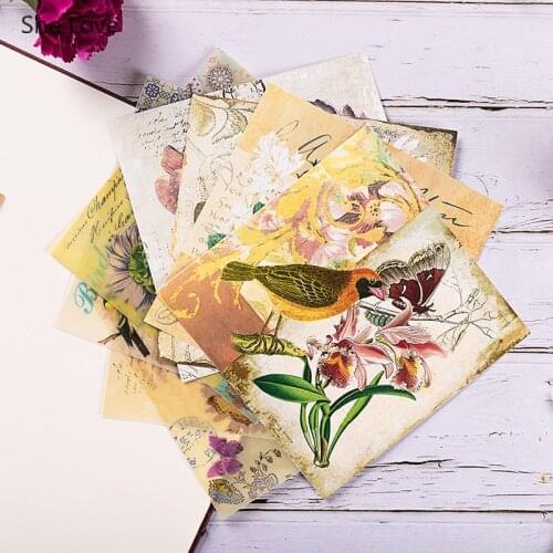 Chzimade 8Pcs/lot Flower Butterfly No Adhesive Vellum Paper Sticker For Journal Planner Scrapbooking DIY Decorative Paper Crafts