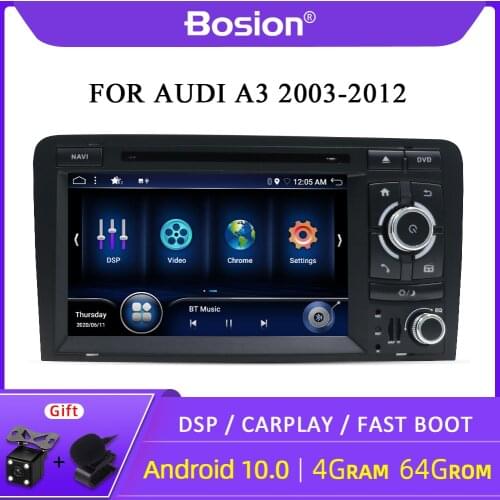 Bosion Android 10.0 Car DVD Radio Multimedia Player For Audi A3 8P 2003-2012 GPS Navigation Auto 2 Din 4+64G IPS DSP CarPlay
