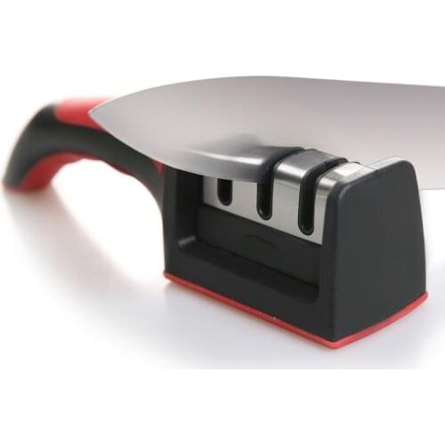 Quick knife Sharpener Non-Slip Silicone Kitchen Tools Tungsten Steel Ceramic Sharpening Stone 3 Stages Sharpener Knife Grinder