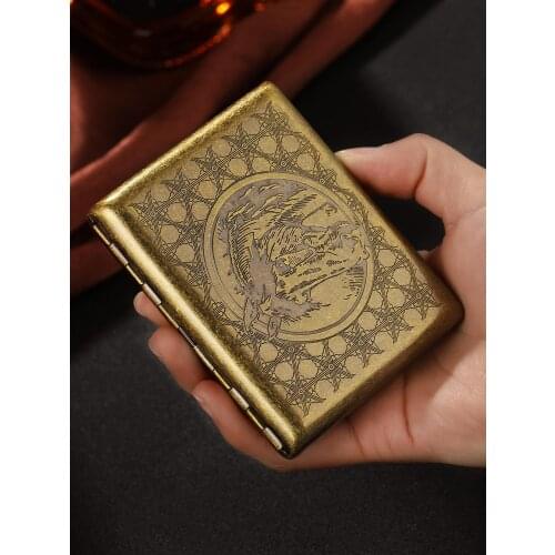 18 sticks Fashion Metal Creative Horse Cigarette Case Chinese Style Vintage Gold Portable Smoking Accessories Box Gifts