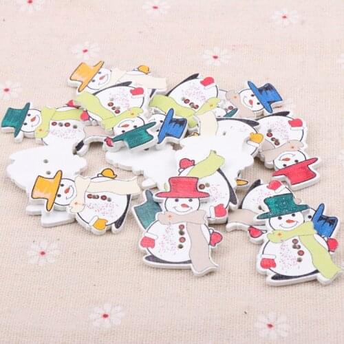 Wooden Mixed Christmas Snowman Pattern Buttons Scrapbook Collection Handmade Sewing Home Decoration DIY 35x26mm 20pcs