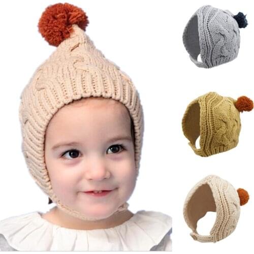 Connectyle Kids Knit Hat Toddler Infant Baby Soft Warm Pom Beanie with Strap, 1-Ply