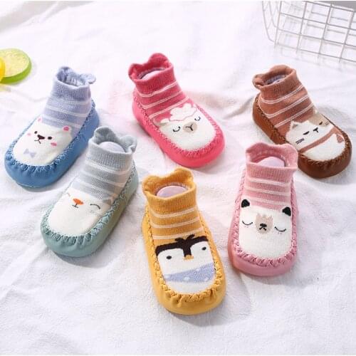 Children Anti-slip Shoes Newborn Baby Girl Cotton Non-slip Floor Socks Baby Boy Rubber Sole Cartoon Indoor Socks Shoes