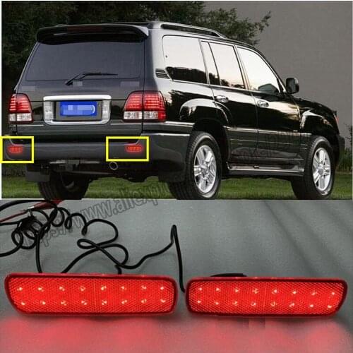 For toyota Lexus LX470 1998-2007 2pcs Red Lens LED Rear Foglight Sequential Signal Brake Lamps