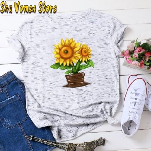 Sunflower Printed Tshirt Art Tee Shirts Fashion Women Tops Tee Harajuku T-shirts Female Tee Clothes Camiseta Femina y2k tops