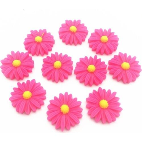 20pcs 23mm Fuchsia Pink Resin Daisy Flower Cabochons Flatbacks Embellishments DIY Phone Decorations Scrapbooking Crafts