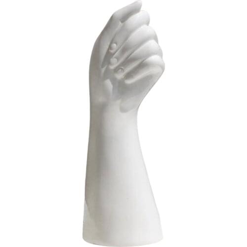 Hand Shape Ceramic Vase Artificial Flowers Pot 9.3inch Home Patio Decoration