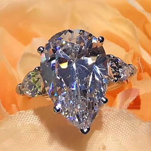18K Au750 White Gold Women Wedding Party Engagement Ring 1 2 3 4 5 Carat Water Drop Pear Moissanite Diamond Ring Elegant Trendy