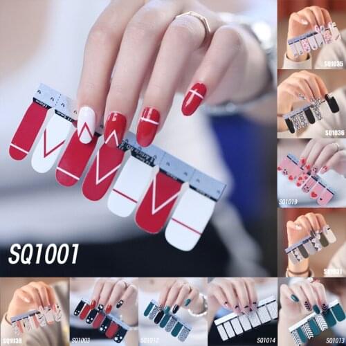 Lamemoria 14tips Nail Art Adhesive Sticker DIY Manicure Snowflake Shiny Sequins Nail Polish Strips Wraps Accessories Wholesale