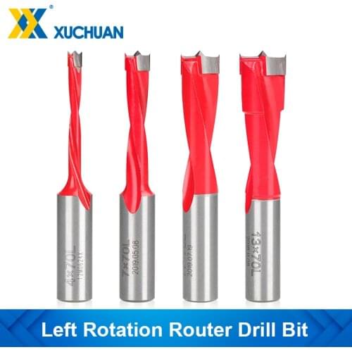 Left Rotation Router Drill Bit 2 Flute Wood Forstner Drill Bit For Wood Boring Machine Drills Wood Hole Cutter Wood Router Bit