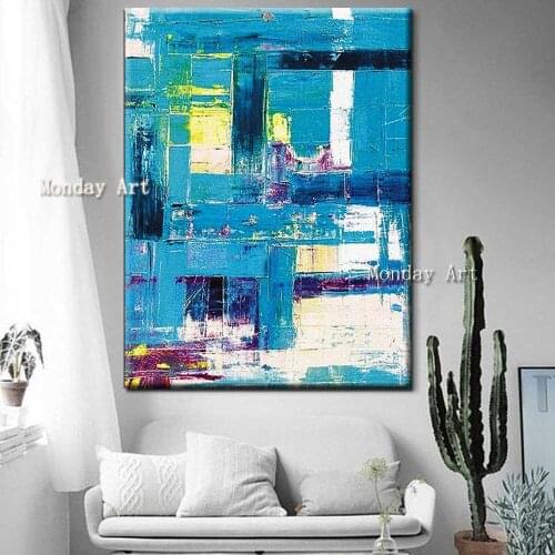 Fashion Wall Art Paintings Abstract blue Oil Painting High Quality Hand-painted Abstract Oil Painting for living room bedroom