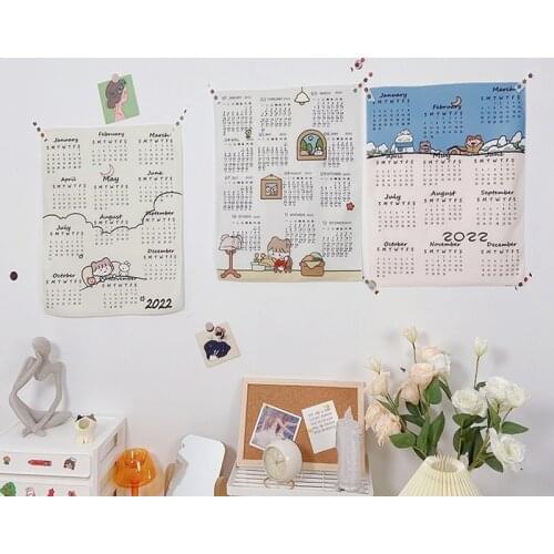 Cartoon Wall Calendar Graffiti Tapestry INS Hanging Cloth Photography Background Cloth for Bedroom Dormitory Decoration