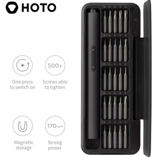 HOTO Electric Precision Screwdriver Kit Rechargeable Power Screwdriver Set Tools 25 In 1Precision Magnetic Aluminum Box QWLSD010