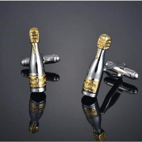 2021 New Trendy Vintage Champagne Cufflinks with Gold High Quality Cufflinks Bouton De Manchette Exquisite Gift for Friends