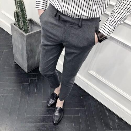 2021 New style Mens spring High quality cotton Business suit trousers/Male slim fit Pure color leisure suit Pants 28-36