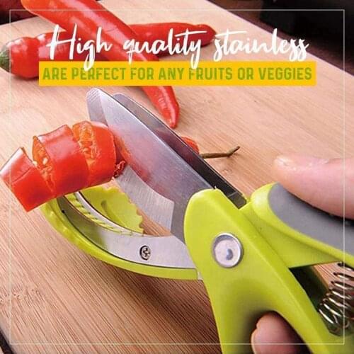 Portable Automatic Double-edged Lock For Vegetable Scissors Multi-Function Stainless Steel Kitchen Scissors Fruit Vegetable